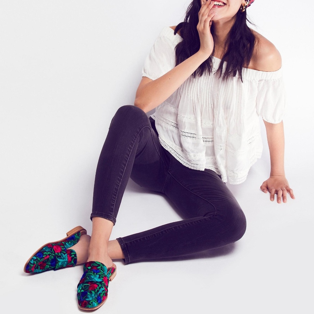 Free People Embroidered Brocade At Ease Loafers